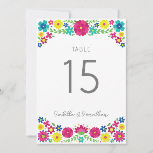 Invitation Fleurs colorées mariage NUMÉRO DU TABLEAU
