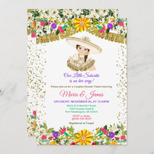 Invitation Fleurs colorées Mexicaine Fiesta Couples douche
