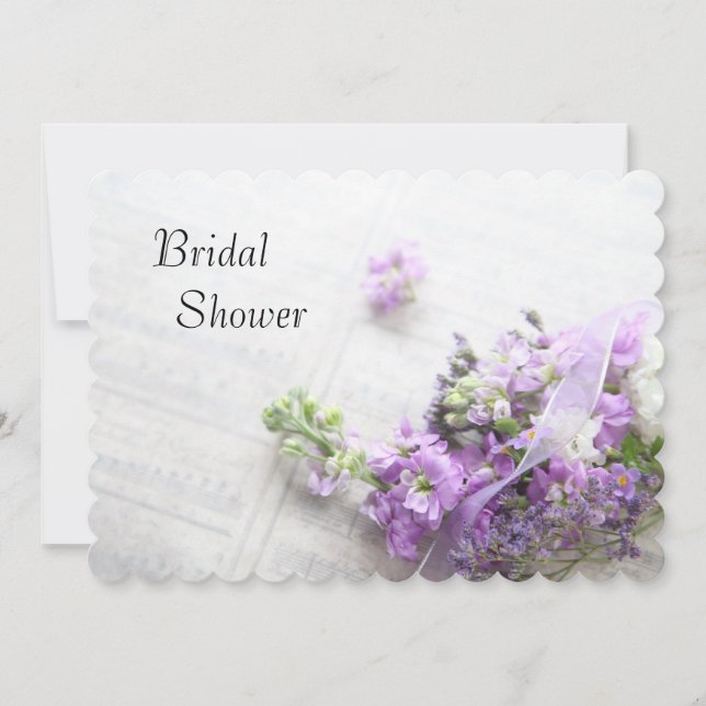 Invitation Fleurs couleur lavande sur la musique douche nupti (Devant)