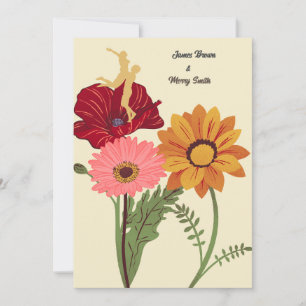 Invitation Fleurs Couple en Joie et en Amour Mariage