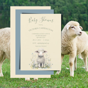 Invitation Fleurs d'agneau mignonnes Baby shower jaune