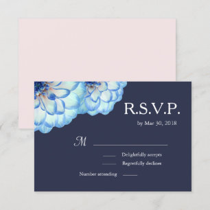 Invitation Fleurs Dahlia bleu marine blush mariage floral RSV