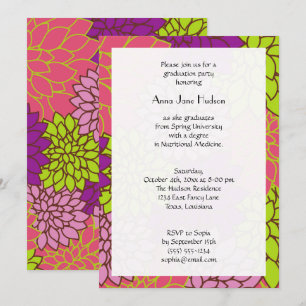 Invitation Fleurs Dahlia, Fleurs Colorées, Graduation