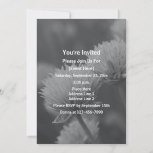 Invitation Fleurs d'Allium Noir Et Blanc pour Fête