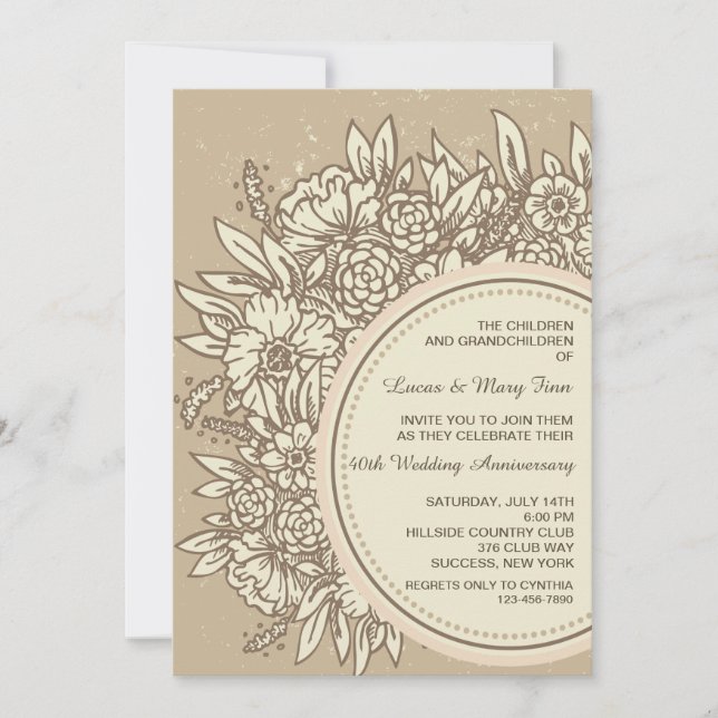 Invitation Fleurs d'Anniversaire (Devant)