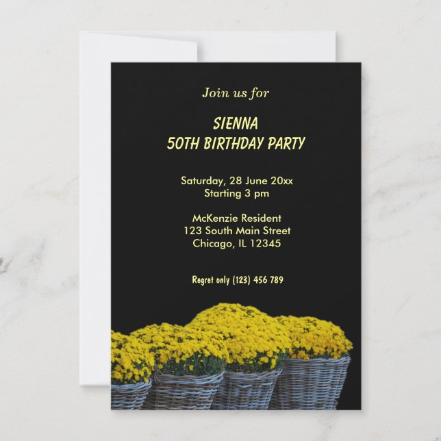 Invitation Fleurs d'anniversaire (Devant)