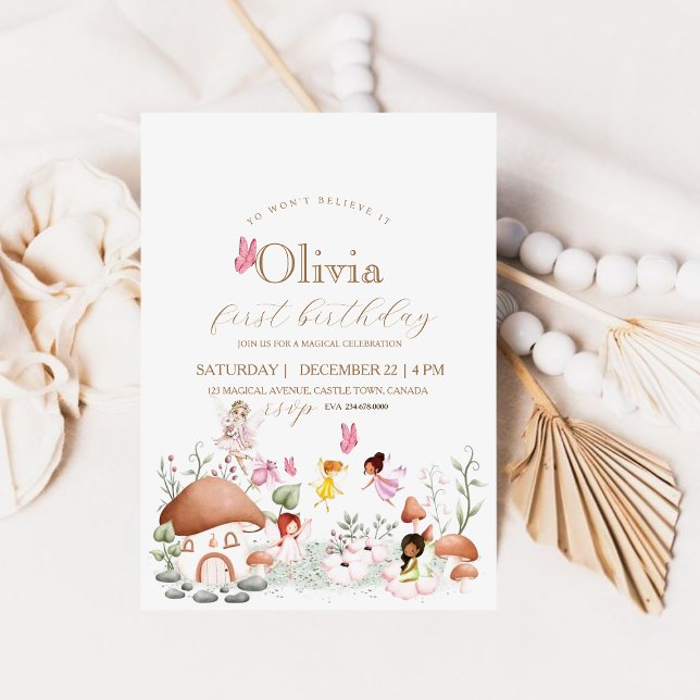 Invitation Fleurs d'anniversaire Fairys Pixie Girls (Créateur téléchargé)