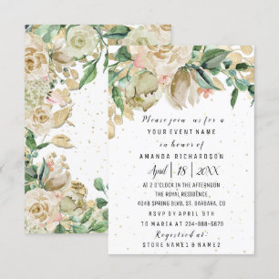 Invitation Fleurs d'anniversaire nuptiales Monnaie d'or Aquar