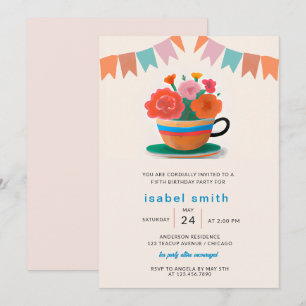 Invitation Fleurs dans un Teacup Anniversaire de enfant Party