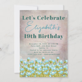 Invitation Fleurs d'aquarelle bleu Arrière - plan rustique