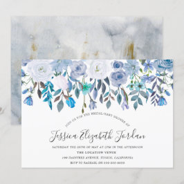 Invitation Fleurs d'aquarelle bleue Bébé ou Fête des mariées