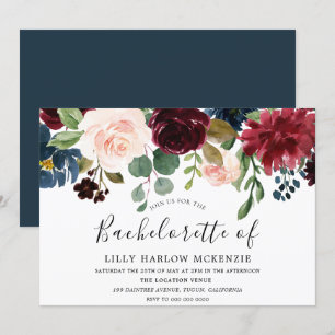Invitation Fleurs d'aquarelle Bourgogne Bachelorette