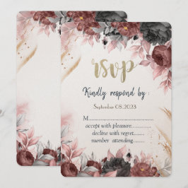 Invitation Fleurs d'aquarelle d'automne Mariage RSVP