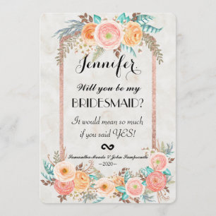 Invitation Fleurs d'aquarelle de corail et serveuses d'éducat