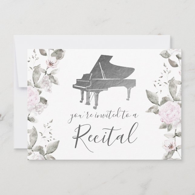 Invitation fleurs d'aquarelle du piano (Devant)