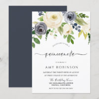 Fleurs d'aquarelle marine et champagne Quinceanera