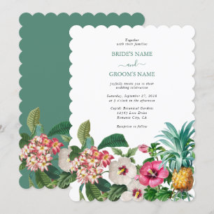 Invitation Fleurs d'aquarelle tropicale et Mariage de verdure
