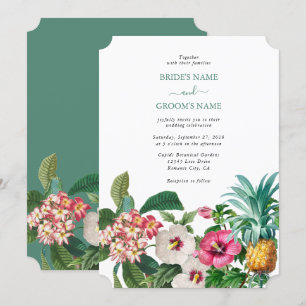 Invitation Fleurs d'aquarelle tropicale et Mariage de verdure