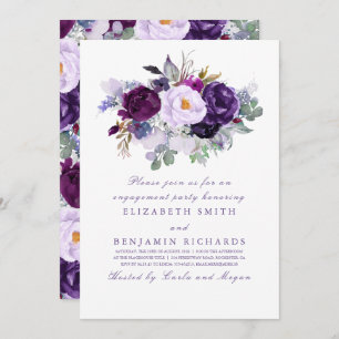 Invitation Fleurs d'aquarelle violet