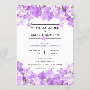 Invitation Fleurs d'aquarelle violette Mariage élégant