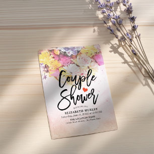 Invitation Fleurs d'aquarelle Wedding shower douche à deux