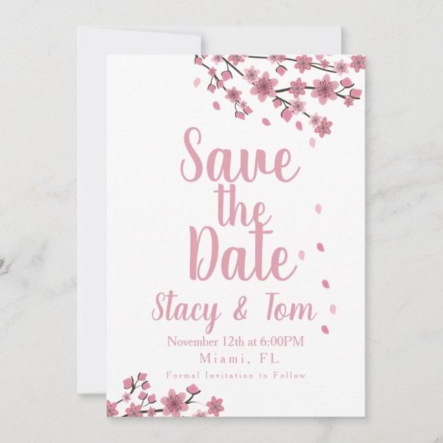 Invitation Fleurs d'Arbre Cerisier Save the Date (Devant)