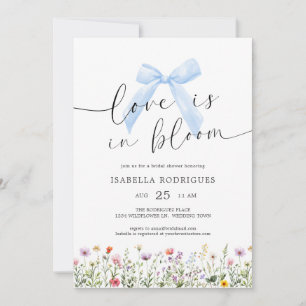 Invitation Fleurs d'arc-en-ciel bleu Amour en fleurs : Baby s