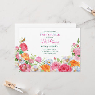 Invitation Fleurs d'art Roses baby shower