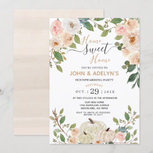Invitation Fleurs d'automne Citrouille blanc Accueil Sweet Ho