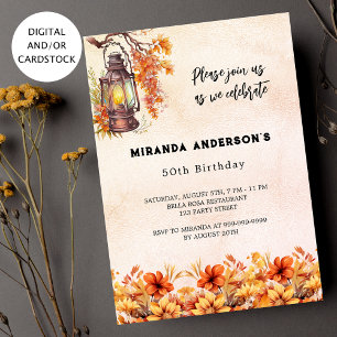 Invitation Fleurs d'automne d'anniversaire orange vintage