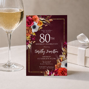 Invitation Fleurs d'automne de Bourgogne pour 80e anniversair