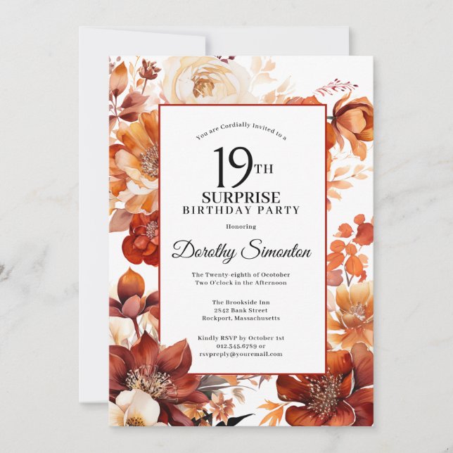 Invitation Fleurs d'automne en terre cuite 19e Anniversaire s (Devant)
