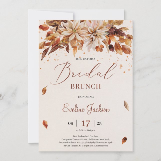 Invitation Fleurs d'automne et d'automne et Brunch nuptial fe (Devant)