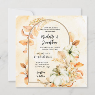 Invitation Fleurs d'automne Feuille Citrouille Mariage chréti