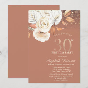 Invitation Fleurs d'Automne Lumières Paillettes 30ème Anniver