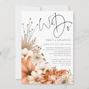 Invitation Fleurs d'Automne Nous réalisons Code QR Mariage