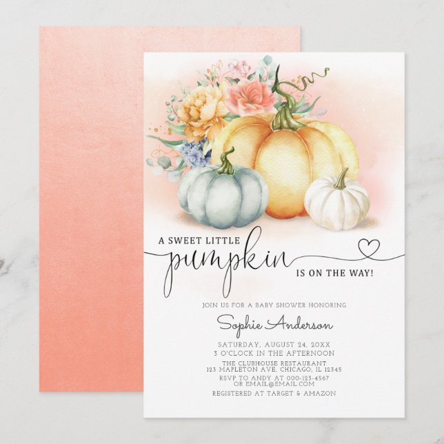 Invitation Fleurs d'automne Un petit Baby shower d'automne Ci (Devant / Derrière)
