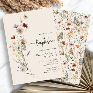 Invitation Fleurs de baptême sauvages