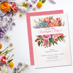 Invitation Fleurs de Blushing Watercolor Bachelorette Party