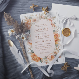 Invitation Fleurs de bouquet bohème élégant mariage rustique