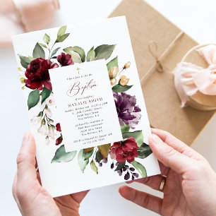 Invitation Fleurs de Bourgogne, Fleurs roses, Baptême floral