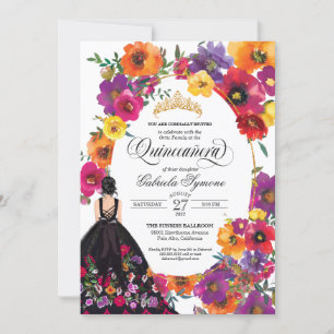 Invitation Fleurs de broderie Aquarelle Floral Quinceañera