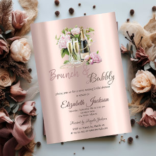 Invitation  Fleurs de brunch et de bulles Collier de perles p