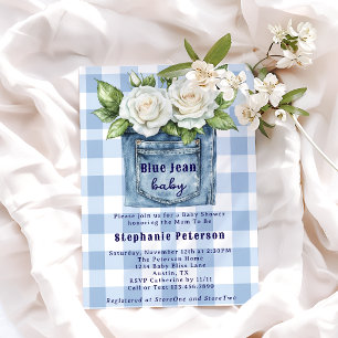 Invitation Fleurs de campagne mignonnes En vichy Baby shower 
