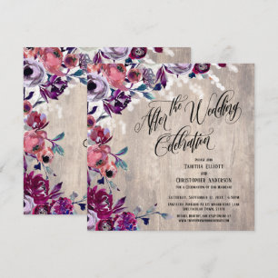 Invitation Fleurs de célébration de mariage Bois pâle