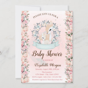 Invitation Fleurs de cerfs bébé Roses Baby Shower 