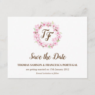 Invitation Fleurs de Cerisier Aquarelle Mariage Économisez la