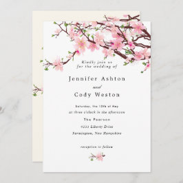 Invitation Fleurs de cerisier printemps Mariage rose pâle