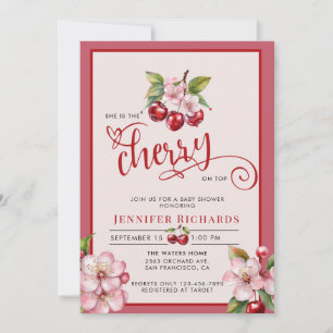 Invitation Fleurs de cerisiers   Baby shower rose fille