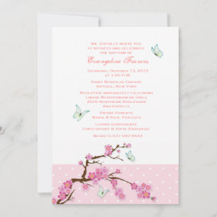 Invitation Fleurs de cerisiers et papillons